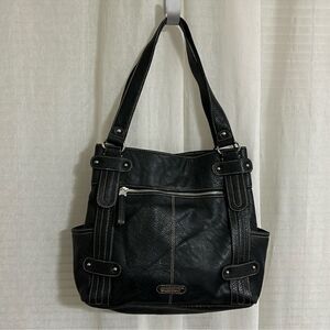 Ellen Tracy Black Faux Leather Large Tote